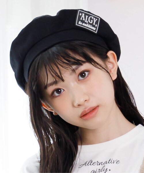 algy（アルジー）の「バックりぼんベレー（ハンチング/ベレー帽・キッズ・チェック/グリーン/ブラック・MEDIUM/SMALL）」の2枚目の写真