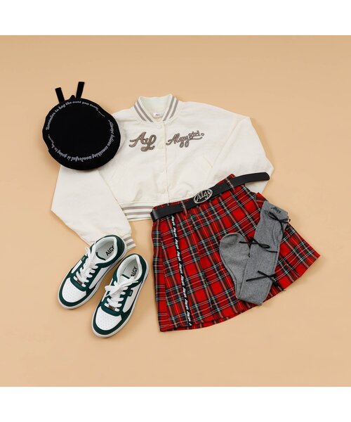 algy（アルジー）の「バックりぼんベレー（ハンチング/ベレー帽・キッズ・チェック/グリーン/ブラック・MEDIUM/SMALL）」の8枚目の写真