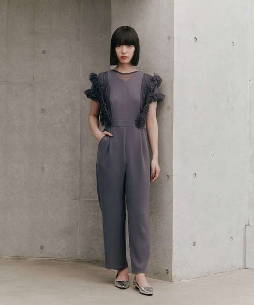 kaene（カエン）の「チュールフリルパンツドレス（つなぎ