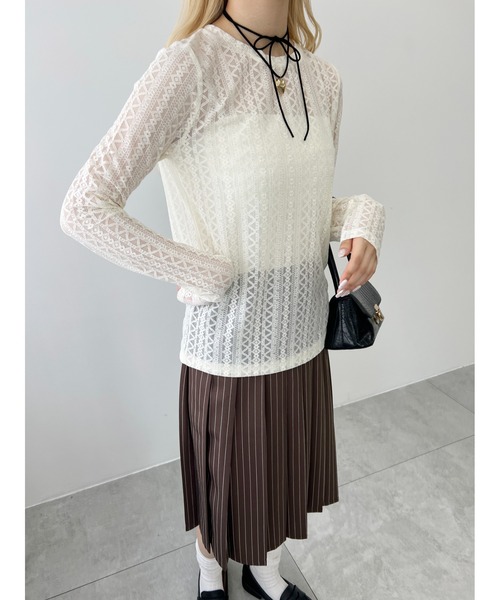 WC（ダブル シー）の「ストレッチレースロンT（Tシャツ/カットソー・レディース・ブラック/アイボリー・FREE）」の5枚目の写真