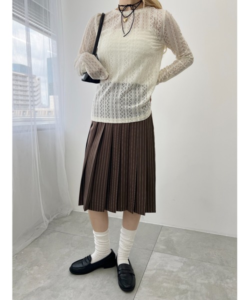 WC（ダブル シー）の「ストレッチレースロンT（Tシャツ/カットソー・レディース・ブラック/アイボリー・FREE）」の6枚目の写真