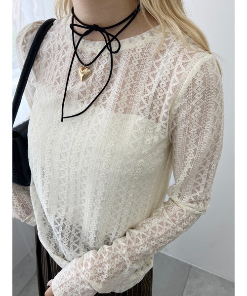 WC（ダブル シー）の「ストレッチレースロンT（Tシャツ/カットソー・レディース・ブラック/アイボリー・FREE）」の8枚目の写真