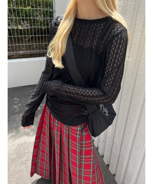 WC（ダブル シー）の「ストレッチレースロンT（Tシャツ/カットソー・レディース・ブラック/アイボリー・FREE）」の10枚目の写真