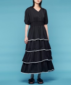 【なお】エステラケー　スカラップワンピース セール】Bonnie Scallop Long Dress バイカラースカラップドレス