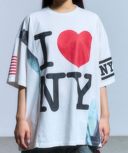 【SCHISM INDUCING】 FAKE REWORKED T SHIRT ★韓国の大人気 SCHISM INDUCING】FAKE REWORKED T SHIRT_IVORY(Tシャツ