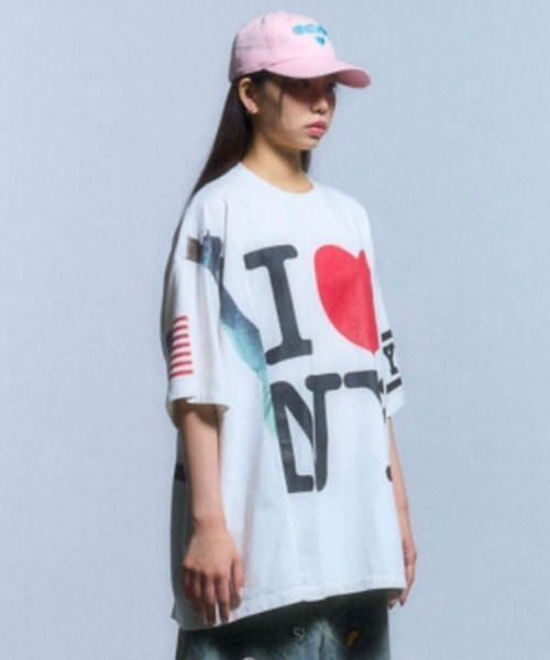 【SCHISM INDUCING】 FAKE REWORKED T SHIRT ★韓国の大人気 セール】【SCHISM INDUCING】FAKE REWORKED T SHIRT_IVORY（T