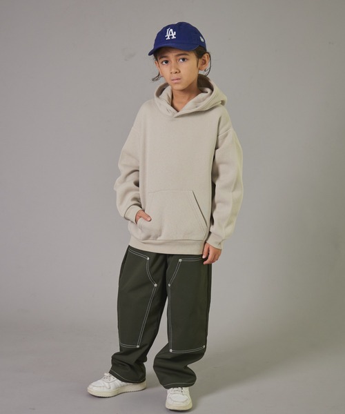 PAIRMANON STREET（ペアマノンストリート）の「【PAIRMANON STREET】裏起毛 無地 シンプル フーディー 長袖 スウェット パーカー（パーカー・キッズ・オレンジ/ベージュ/ネイビー/ブラック/グレー/グリーン・100/110/120/130/140/150/160/90）」の13枚目の写真