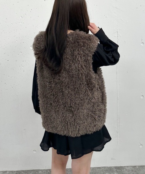 archives（アルシーヴ）の「ファーベスト（テーラードジャケット・レディース・アイボリー/モカ・MEDIUM）」の4枚目の写真