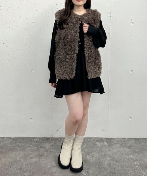 archives（アルシーヴ）の「ファーベスト（テーラードジャケット・レディース・アイボリー/モカ・MEDIUM）」の9枚目の写真