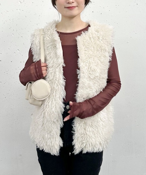 archives（アルシーヴ）の「ファーベスト（テーラードジャケット・レディース・アイボリー/モカ・MEDIUM）」の11枚目の写真