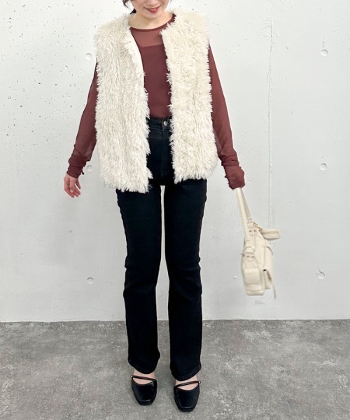 archives（アルシーヴ）の「ファーベスト（テーラードジャケット・レディース・アイボリー/モカ・MEDIUM）」の15枚目の写真