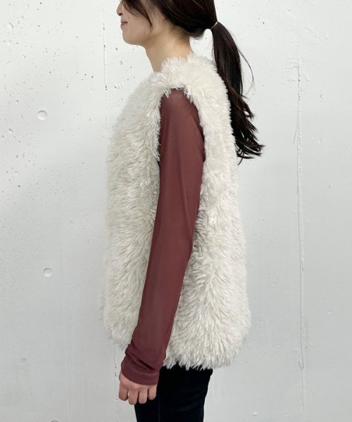 archives（アルシーヴ）の「ファーベスト（テーラードジャケット・レディース・アイボリー/モカ・MEDIUM）」の18枚目の写真