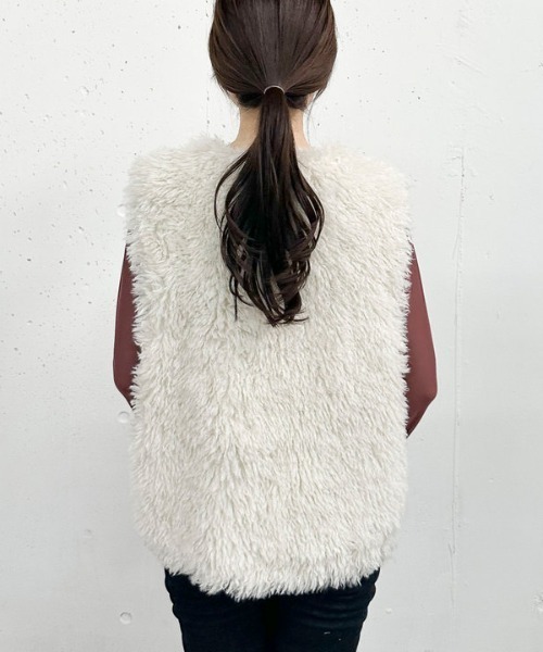 archives（アルシーヴ）の「ファーベスト（テーラードジャケット・レディース・アイボリー/モカ・MEDIUM）」の19枚目の写真