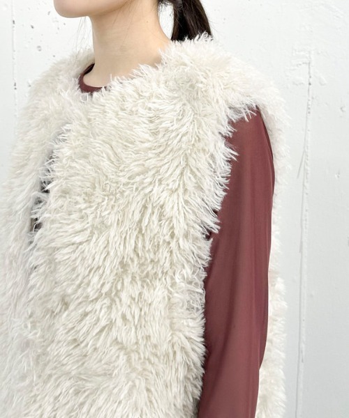 archives（アルシーヴ）の「ファーベスト（テーラードジャケット・レディース・アイボリー/モカ・MEDIUM）」の22枚目の写真