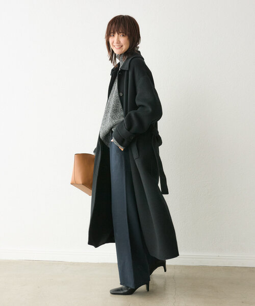 RIVE DROITE（リヴドロワ）の「【サッと羽織れる】ウールリバーステンカラーコート（その他アウター・レディース・ブラック/キャメル・36/38）」の4枚目の写真
