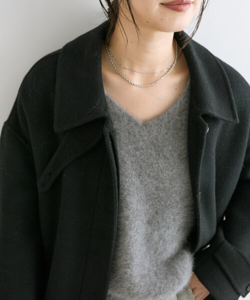 RIVE DROITE（リヴドロワ）の「【サッと羽織れる】ウールリバーステンカラーコート（その他アウター・レディース・ブラック/キャメル・36/38）」の14枚目の写真