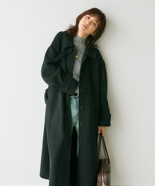 RIVE DROITE（リヴドロワ）の「【サッと羽織れる】ウールリバーステンカラーコート（その他アウター・レディース・ブラック/キャメル・36/38）」の21枚目の写真