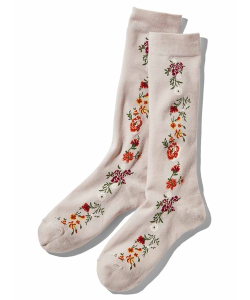 MEDE19F（メデジュウキュウ）の「ＫＣＩ×ＭＥＤＥ１９Ｆ　衣裳柄ソックス〈ライトベージュ〉（ソックス/靴下・レディース・ライトベージュ・ONE SIZE）」の2枚目の写真