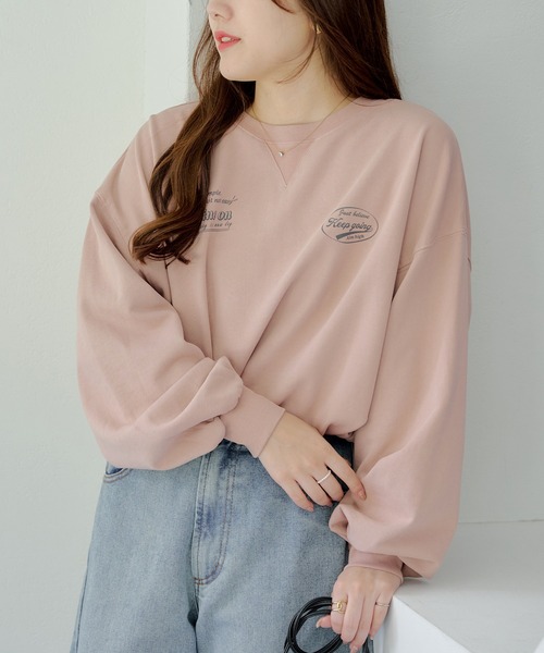 Another Branch olive des olive(アナザーブランチオリーブデオリーブ)の「ピグメントドロスト裏毛プルオーバー(Tシャツ/カットソー・レディース・スミクロ/アイボリー/ブラウン/ピンク・FREE)」の4枚目の写真