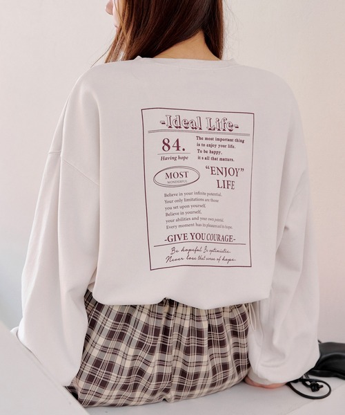 Another Branch olive des olive(アナザーブランチオリーブデオリーブ)の「ピグメントドロスト裏毛プルオーバー(Tシャツ/カットソー・レディース・スミクロ/アイボリー/ブラウン/ピンク・FREE)」の2枚目の写真