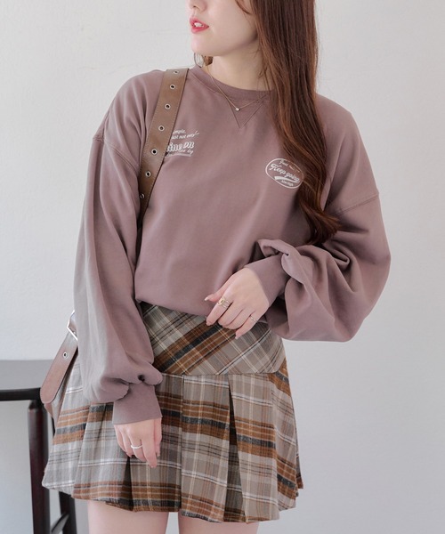 Another Branch olive des olive(アナザーブランチオリーブデオリーブ)の「ピグメントドロスト裏毛プルオーバー(Tシャツ/カットソー・レディース・スミクロ/アイボリー/ブラウン/ピンク・FREE)」の5枚目の写真