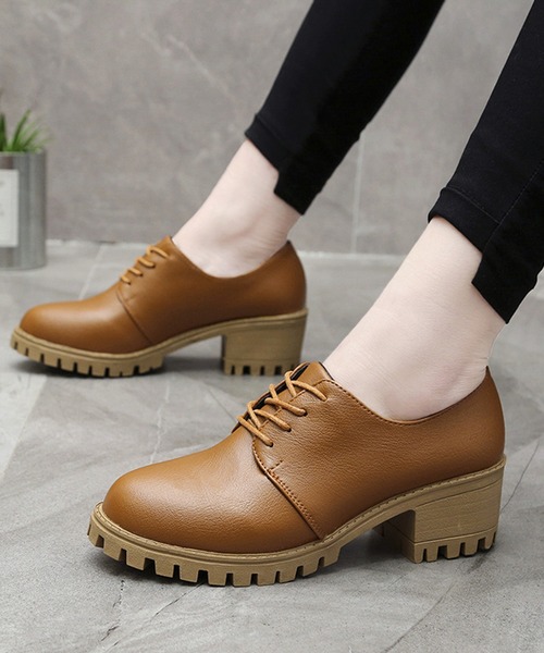 STYLEBLOCK(スタイルブロック)の「レザー調レースアップシューズ(パンプス・レディース・オフホワイト/ブラック/ダークブラウン・37/39/38/40/35/36)」の1枚目の写真