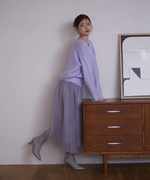 PROPORTION BODY DRESSING（プロポーションボディドレッシング）の「ニット×チュールスカートセットアップ / 1214240101（ワンピース・レディース・グレー/オフホワイト/パープル・SMALL/MEDIUM）」の17枚目の写真