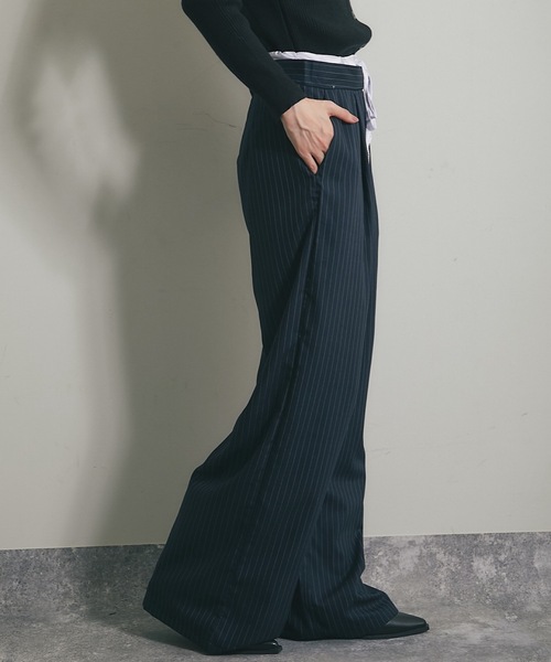 ANOTHER S（アナザーエス）の「ダブルウェストストライプパンツ