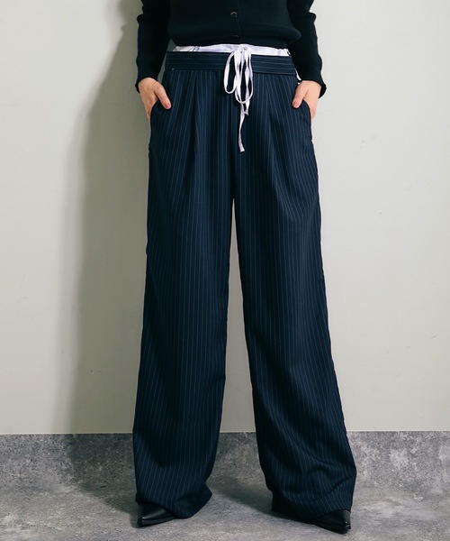 ANOTHER S（アナザーエス）の「ダブルウェストストライプパンツ