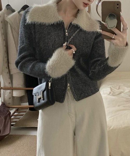 美品✨】ルネ ジップアップブルゾン カーディガン 36