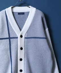 Cross Plaid Oversized Knit Cardigan/クロスチェック柄 オーバーサイズ ニット カーディガン