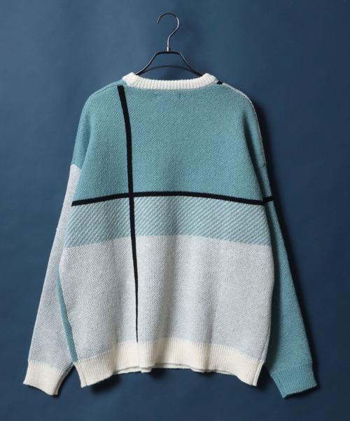 ANPAS(アンパス)の「Cross Plaid Oversized Knit Cardigan/クロスチェック柄 オーバーサイズ ニット カーディガン(カーディガン/ボレロ・メンズ・ブルー系その他/ホワイト系その他/ブラック系その他/ホワイト系その他2/ブルー系その他2・M/L)」の6枚目の写真