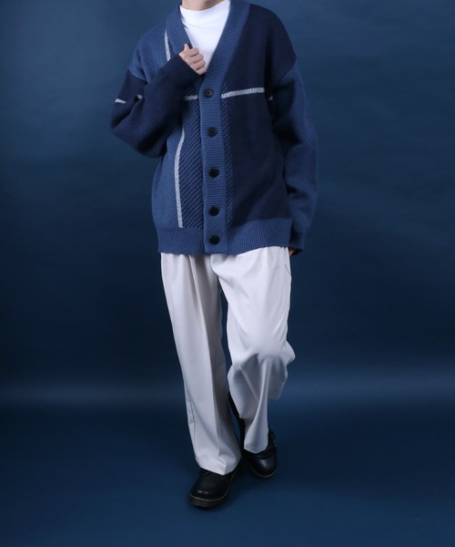 ANPAS(アンパス)の「Cross Plaid Oversized Knit Cardigan/クロスチェック柄 オーバーサイズ ニット カーディガン(カーディガン/ボレロ・メンズ・ブルー系その他/ホワイト系その他/ブラック系その他/ホワイト系その他2/ブルー系その他2・M/L)」の13枚目の写真