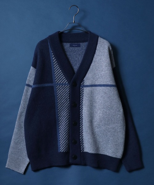 ANPAS(アンパス)の「Cross Plaid Oversized Knit Cardigan/クロスチェック柄 オーバーサイズ ニット カーディガン(カーディガン/ボレロ・メンズ・ブルー系その他/ホワイト系その他/ブラック系その他/ホワイト系その他2/ブルー系その他2・M/L)」の19枚目の写真