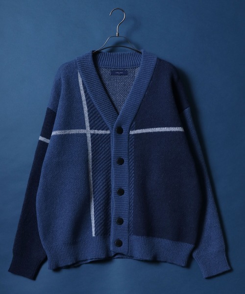 ANPAS(アンパス)の「Cross Plaid Oversized Knit Cardigan/クロスチェック柄 オーバーサイズ ニット カーディガン(カーディガン/ボレロ・メンズ・ブルー系その他/ホワイト系その他/ブラック系その他/ホワイト系その他2/ブルー系その他2・M/L)」の20枚目の写真