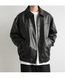 PUレザ－ルーズジャケット