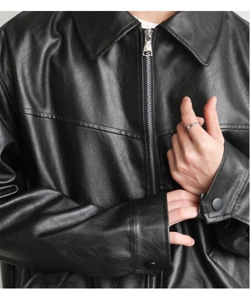 Sakka（サッカ）の「PUレザ－ルーズジャケット（ブルゾン・メンズ・ブラック・LARGE/X-LARGE/MEDIUM）」の2枚目の写真