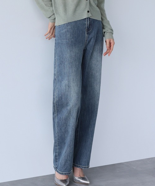 LOWO（ロワ）の「ハイウエストストレートデニムパンツ（デニムパンツ・レディース・ブルー/ブラック・L/M/S）」の4枚目の写真