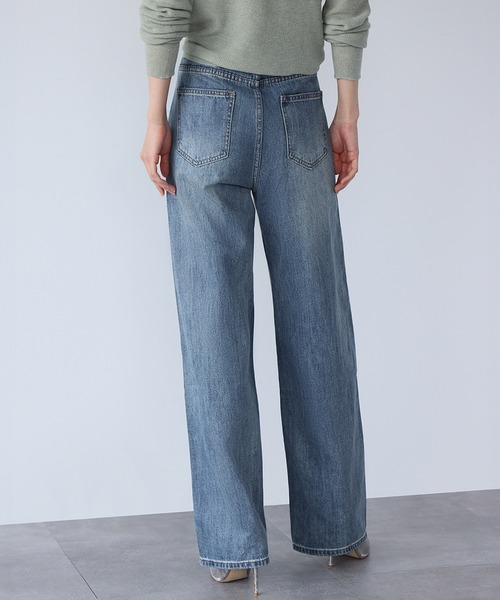 LOWO（ロワ）の「ハイウエストストレートデニムパンツ（デニムパンツ・レディース・ブルー/ブラック・L/M/S）」の5枚目の写真