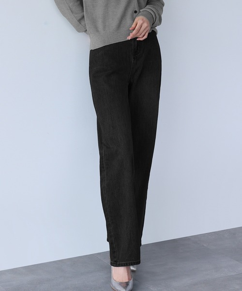 LOWO（ロワ）の「ハイウエストストレートデニムパンツ（デニムパンツ・レディース・ブルー/ブラック・L/M/S）」の6枚目の写真
