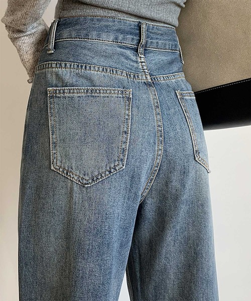 LOWO（ロワ）の「ハイウエストストレートデニムパンツ（デニムパンツ・レディース・ブルー/ブラック・L/M/S）」の9枚目の写真
