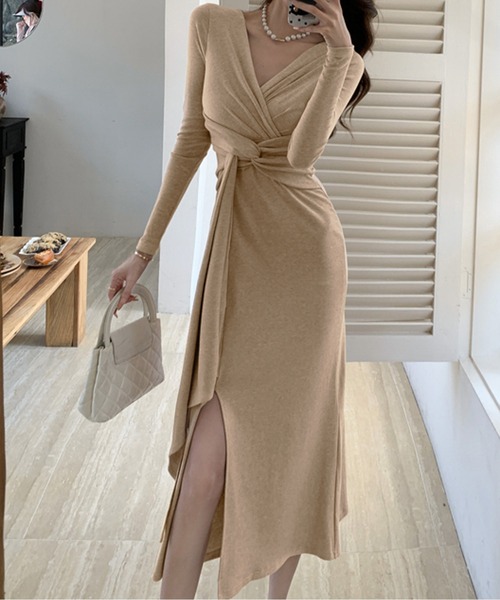 【美品】カシュクールロングワンピース／ドレス カシュクールロングワンピース・全3色 | レディースファッション