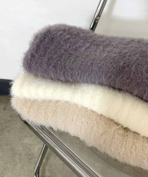 non-hedge(ノンヘッジ)の「シャギーリブショート丈ニットトップス(ニット/セーター・レディース・ベージュ/チャコールグレー/オフホワイト・FREE)」の22枚目の写真