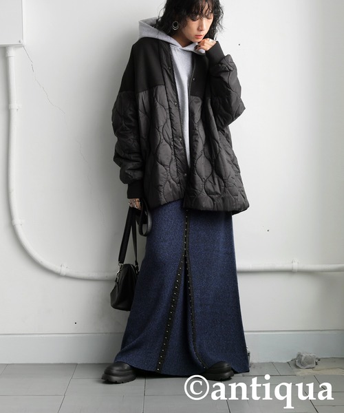 antiqua(アンティカ)の「ホックニットスカート(スカート・レディース・ブルー/チャコールグレー・ONESIZE)」の11枚目の写真