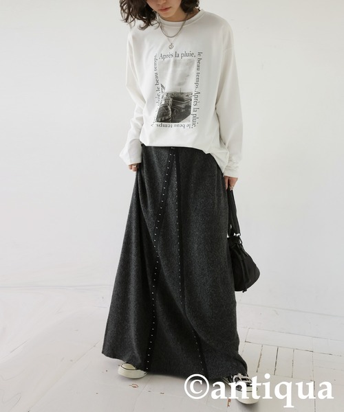 antiqua(アンティカ)の「ホックニットスカート(スカート・レディース・ブルー/チャコールグレー・ONESIZE)」の7枚目の写真