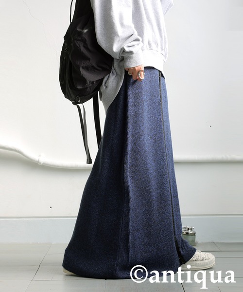 antiqua(アンティカ)の「ホックニットスカート(スカート・レディース・ブルー/チャコールグレー・ONESIZE)」の8枚目の写真