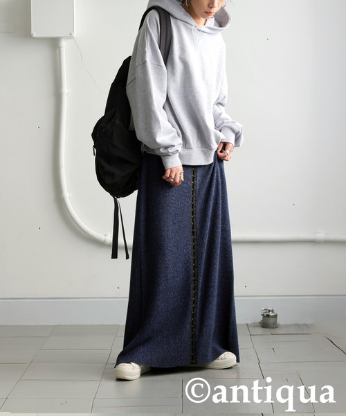 antiqua(アンティカ)の「ホックニットスカート(スカート・レディース・ブルー/チャコールグレー・ONESIZE)」の9枚目の写真