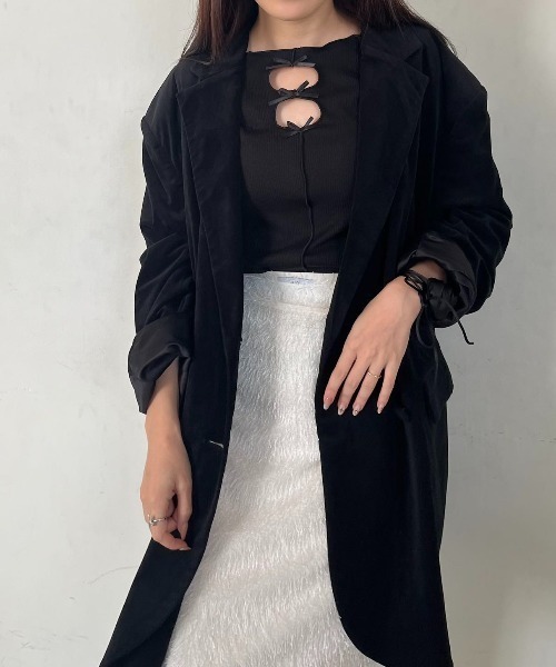 tシャツ CUTWORK RIBON  TOPS/カットワークリボントップス レディース CUTWORK RIBON TOPS/カットワークリボントップス（Tシャツ