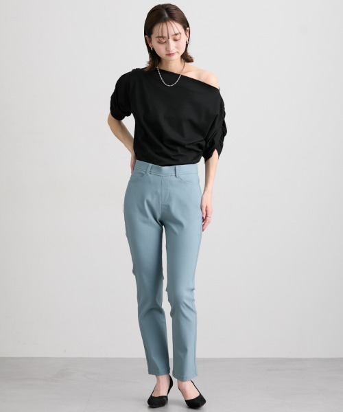 nissen(ニッセン)の「綿100%オフショルダートップス(Tシャツ/カットソー・レディース・ブラック/杢グレー/ミント・LL/L/M/S)」の10枚目の写真