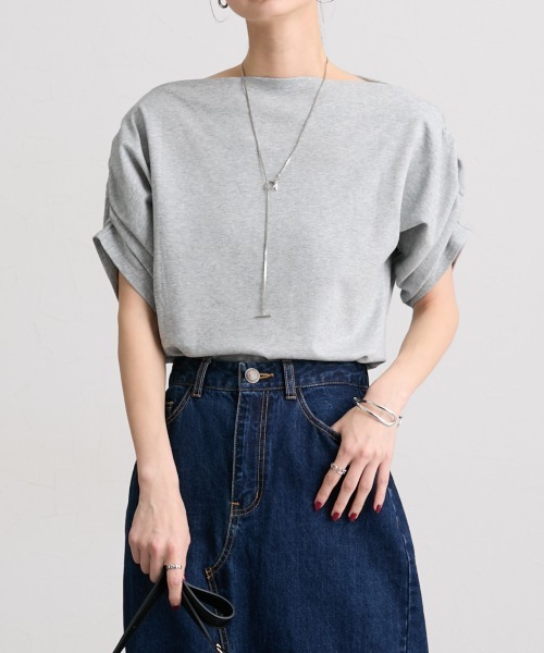 nissen(ニッセン)の「綿100%オフショルダートップス(Tシャツ/カットソー・レディース・ブラック/杢グレー/ミント・LL/L/M/S)」の14枚目の写真
